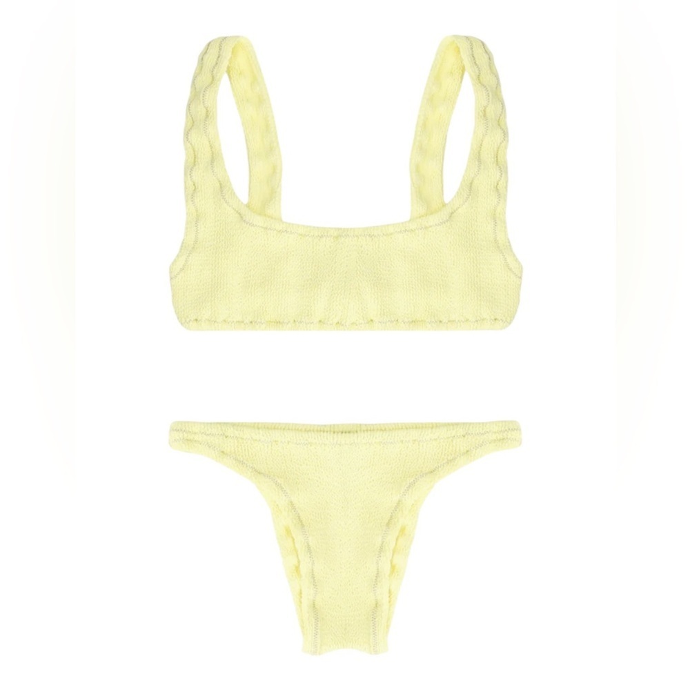 NWT Reina Olga Ginny pastel yellow scrunch bikini set-Size 1 (US XS)